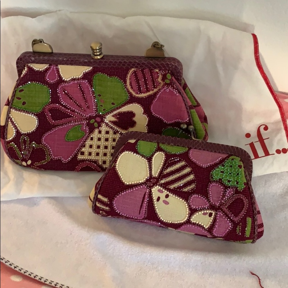 Isabella Fiore purse and clutch set with duster